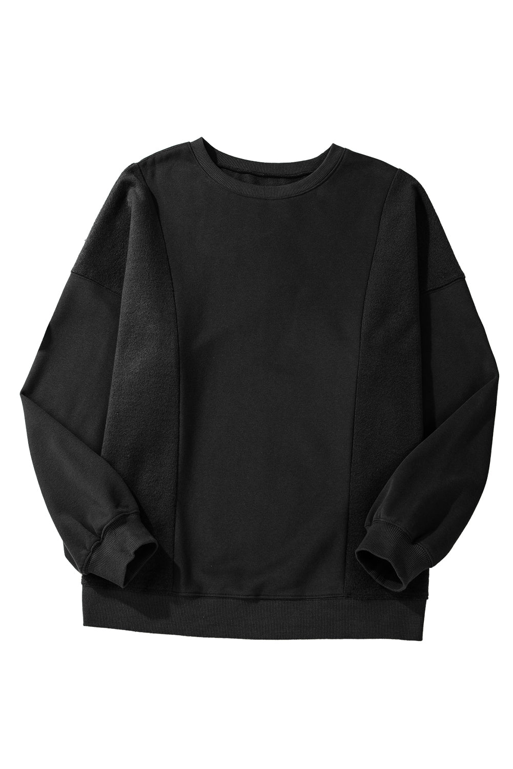 Blackish Green Loose Patchwork Crewneck Plus Size Sweatshirt